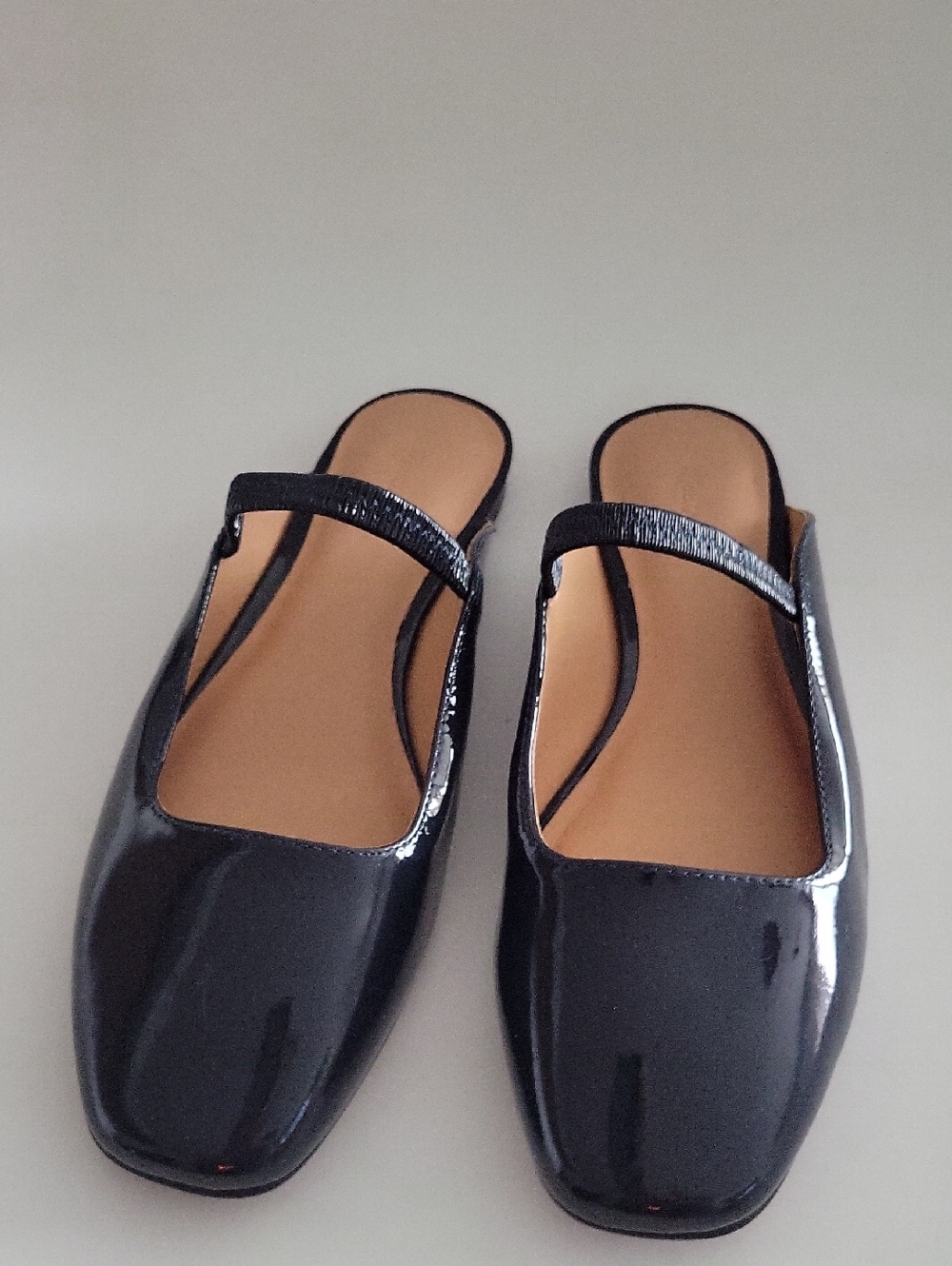 Madewell Navy Blue Patent Square-Toe Mary Jane Mules